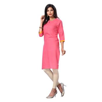 Pink plain cotton kurta 3