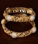 American Diamond Embellished Ball Shaped Leafy Designed Bangles BD300