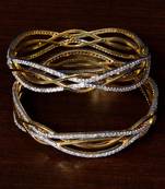 White Gold Plated American Diamond Embellished Designer Bangles BD301