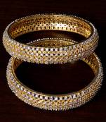 White Gold Plated American Diamond Embellished Designer Bangles BD310