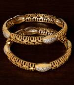 Gold Plated American Diamond Embellished Pair of Designer Bangles BD312