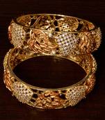 Gold Plated American Diamond Embellished Pair of Designer Bangles BD313