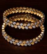 White Gold Plated American Diamond Embellished Designer Bangles BD315