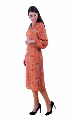 Orange Printed Viscose Ethnic Kurti 3