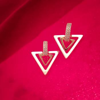Alloy Stylish Stud Earrings For Women(Gold) 2