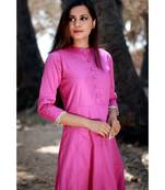 DARK PINK printed cotton stitched party wear kurtis