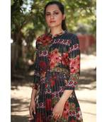 BLACK printed Rayon stitched party wear kurtis
