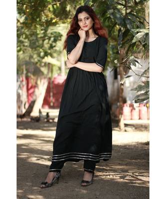 BLACK printed Rayon stitched kurta sets 2