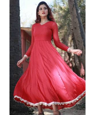 RED printed Georgette stitched georgette kurtis 1