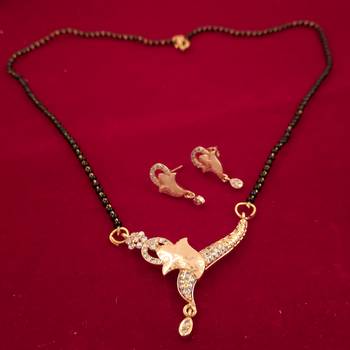 Trendy Alloy New Fashion Mangalsutra With Matching Earring For Women 2