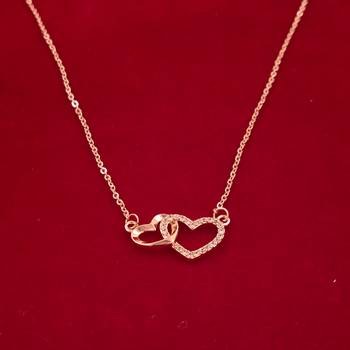 Embracing Hearts-In-Love Gold Plated Austrian Crystal Pendant For Girls 1