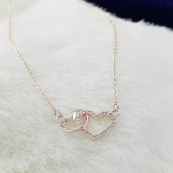Embracing Hearts-In-Love Gold Plated Austrian Crystal Pendant For Girls 3