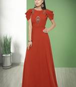 Red Hand Embroidery Silk Blend Salwar