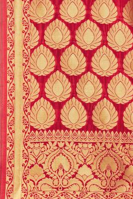 Red Woven Banarasi Saree With Blouse 4