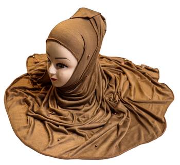 Justkartit Wood Color Beads And Tassel Work Hosiery Cotton Hijab Scarf 1