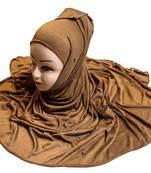 Justkartit Wood Color Beads And Tassel Work Hosiery Cotton Hijab Scarf