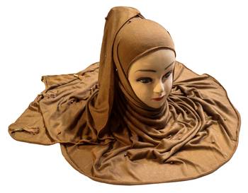Justkartit Wood Color Beads And Tassel Work Hosiery Cotton Hijab Scarf 2