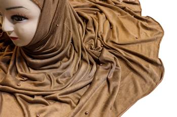 Justkartit Wood Color Beads And Tassel Work Hosiery Cotton Hijab Scarf 3