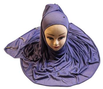 Justkartit Women'S Hosiery Cotton Stretchable Beads Work And Tassel Work Hijab Scarf Dupatta 3