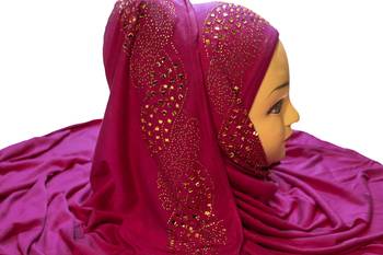 Justkartit Women'S Hosiery Cotton Stretchable Stone & Diamond Work Hijab Scarf Dupatta 3