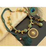 Beautiful Green Rudhra Balls Durga Pendant Designer Necklace Set
