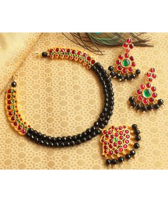 Beautiful Kemp Green Black Agate Mango Designer Necklace Set 1