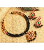 Beautiful Kemp Green Black Agate Mango Designer Necklace Set