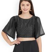 Black Art Silk With Georgette Ruffle Sleeve blouse