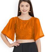 Orange  Art Silk With Georgette Ruffle Sleeve blouse