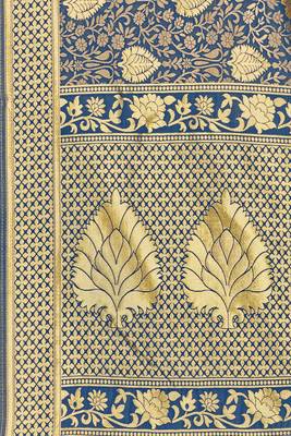 Navy Blue Woven Banarasi Saree With Blouse 4