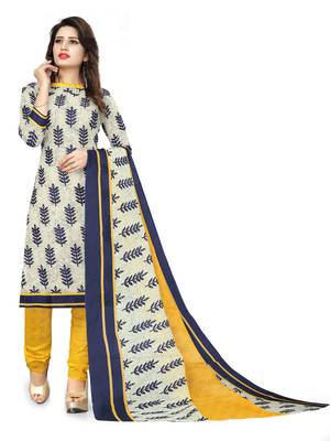 Beige Printed Cotton Salwar 1