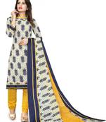 Beige Printed Cotton Salwar