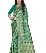 Green Woven Banarasi Saree With Blouse