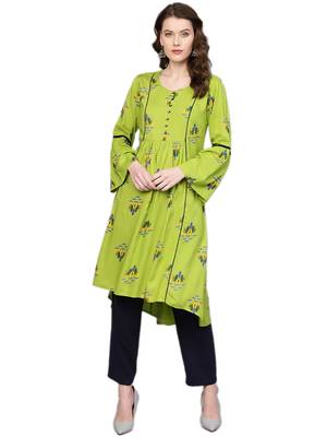 Green printed liva kurtas-and-kurtis 1