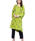 Green printed liva kurtas-and-kurtis