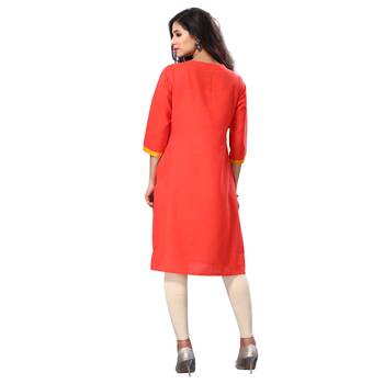 Red plain cotton kurtas-and-kurtis 2