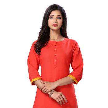 Red plain cotton kurtas-and-kurtis 4