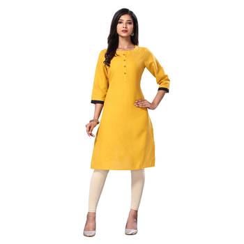 Yellow plain cotton kurtas-and-kurtis 1