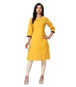 Yellow plain cotton kurtas-and-kurtis