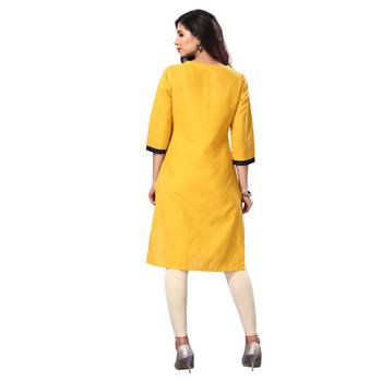 Yellow plain cotton kurtas-and-kurtis 2