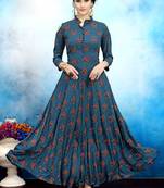 Women's Blue Rayon Cotton Classy Designer Kurtis