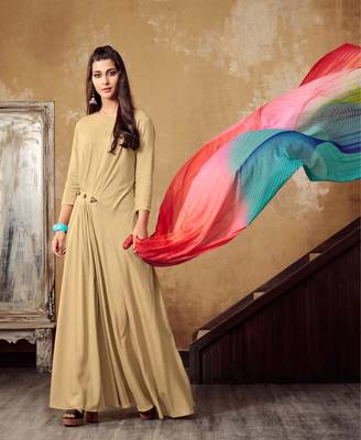 Women's Cream Rayon & Muslin Cotton Classy Designer Kurtis 1