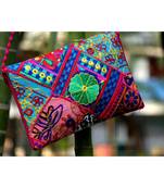 Colorful Embroidered Foil Mirror Worked Rajasthani Banjara Sling Bag With Non Adjustable Dori Pattern 2