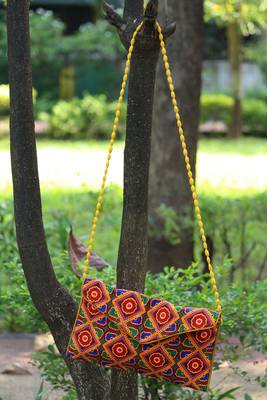 Multicolored Rajasthani Sling Bag With Printed Embroidered Work Pattern 2 3