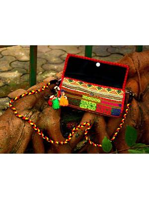 Kutch Embroidered Banjara Sling Bag With Heavy Shell Embellished Tassel IN Multicolored. Pattern 2 2