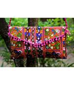 Aari Worked Foil Patched Colorful Banjara Sling Bag With Non Adjustable Dori Pattern 1