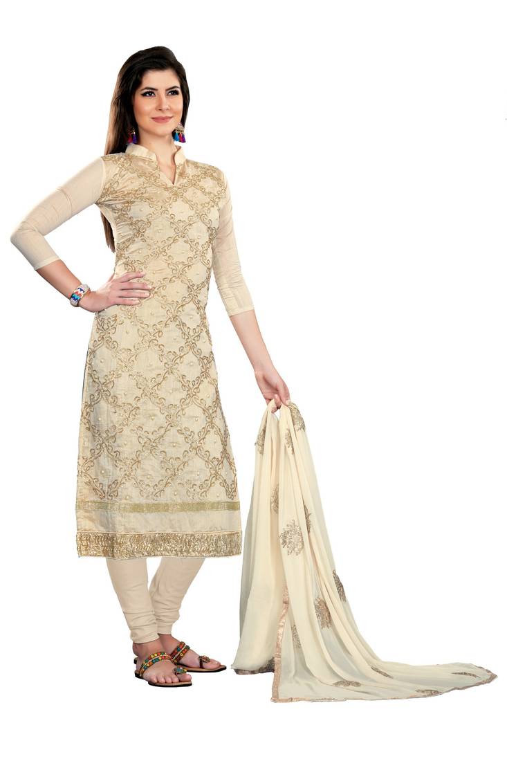 white embroidered churidar