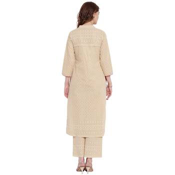 Beige embroidered cotton kurtasandkurtis 2