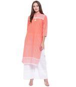 Orange embroidered cotton kurtasandkurtis