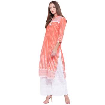 Orange embroidered cotton kurtasandkurtis 3